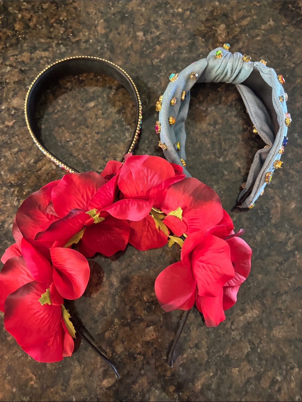 Red Floral Statement Headband Lot Denim for Women